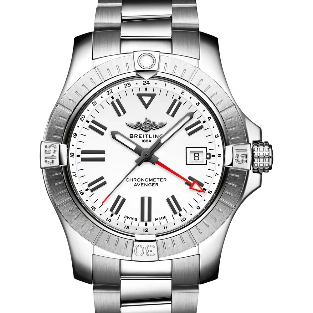 Breitling Avenger Automatic GMT 43, 43 mm, stainless steel, white dial