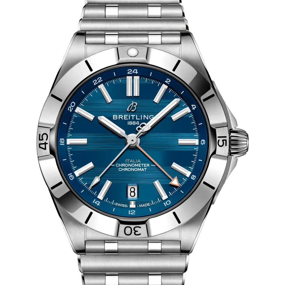 Breitling Chronomat Automatic GMT 40 Six Nations Italy, 40 mm, stainless steel, blue dial
