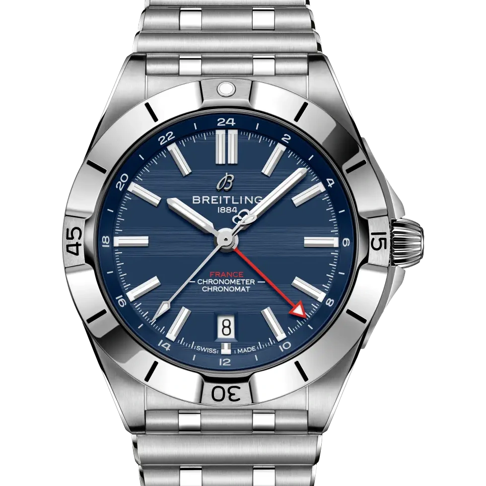 Breitling Chronomat Automatic GMT 40 Six Nations France, 40 mm, stainless steel, blue dial