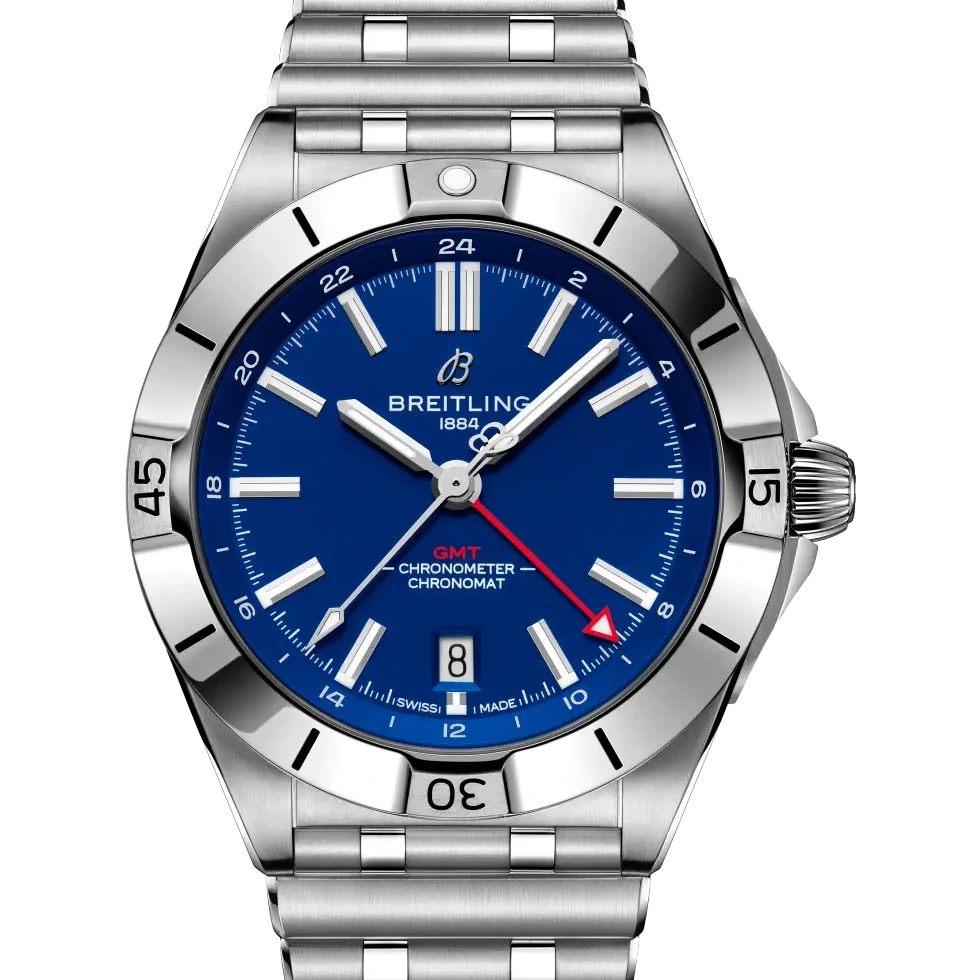 Breitling Chronomat Automatic GMT 40 NFL Buffalo Bills Edition, 40 mm, stainless steel, blue dial
