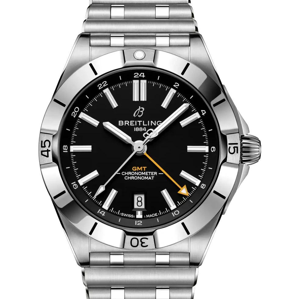Breitling Chronomat Automatic GMT 40 NFL Pittsburgh Steelers Edition, 40 mm, stainless steel, black dial