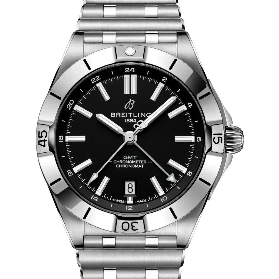 Breitling Chronomat Automatic GMT 40 NFL Las Vegas Raiders Edition, 40 mm, stainless steel, black dial