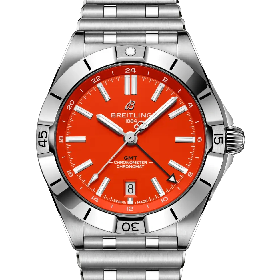 Breitling Chronomat Automatic GMT 40 NFL Cincinnati Bengals Edition, 40 mm, stainless steel, orange dial
