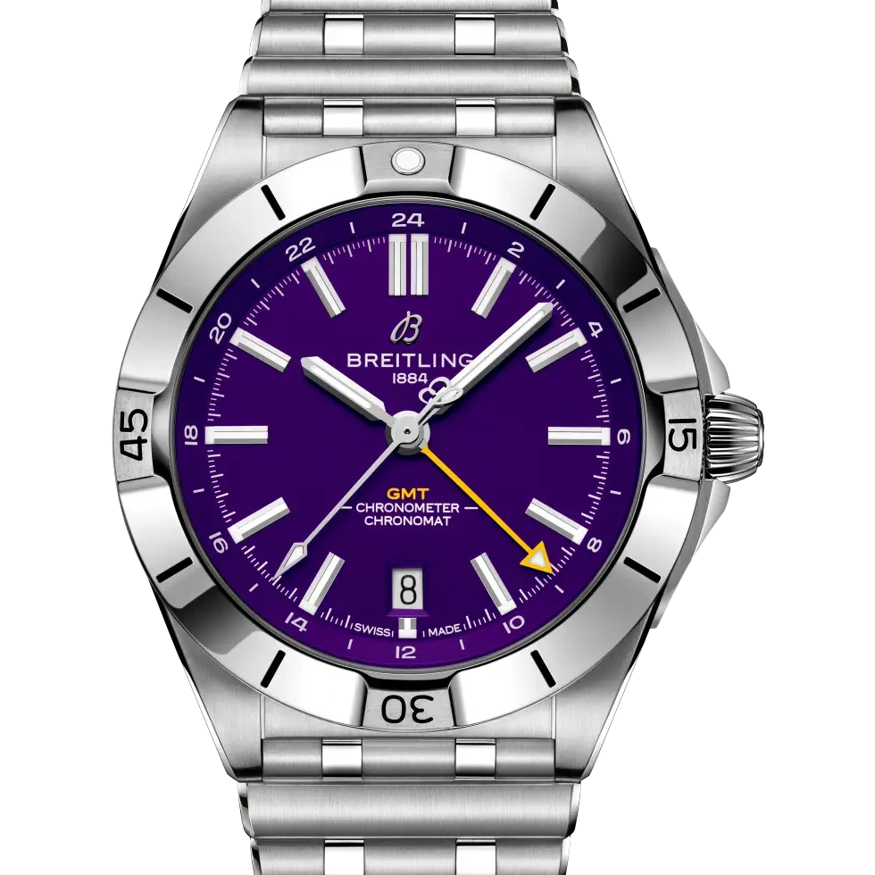 Breitling Chronomat Automatic GMT 40 NFL Minnesota Vikings Edition, 40 mm, stainless steel, purple dial