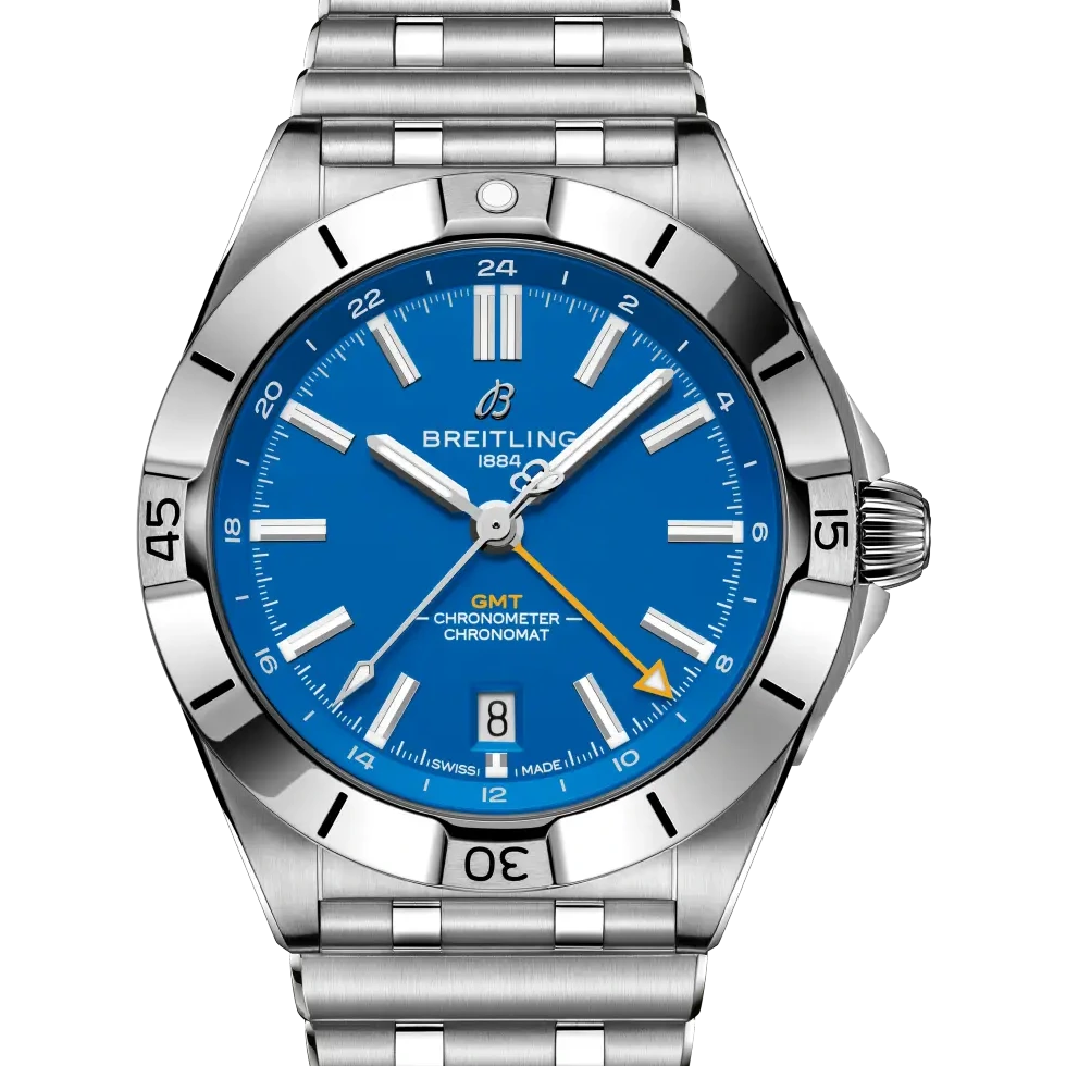 Breitling Chronomat Automatic GMT 40 NFL Los Angeles Chargers Edition, 40 mm, stainless steel, blue dial