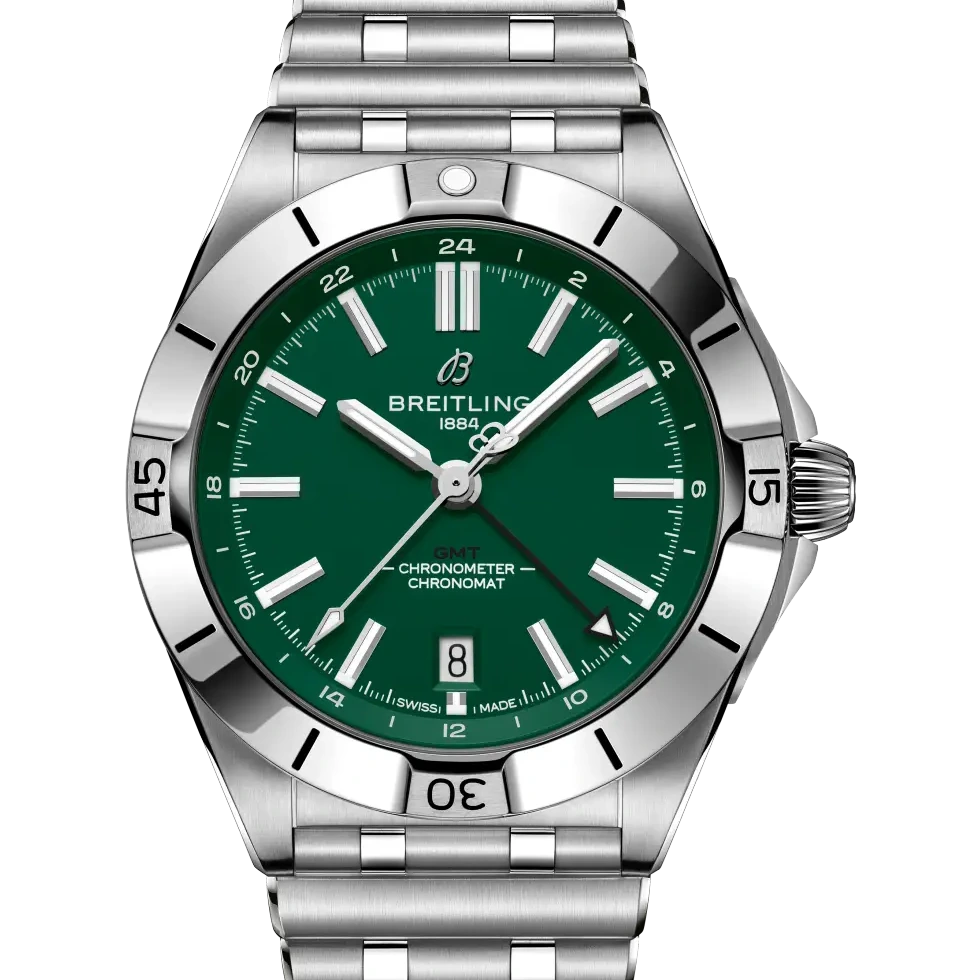Breitling Chronomat Automatic GMT 40 NFL New York Jets Edition, 40 mm, stainless steel, green dial