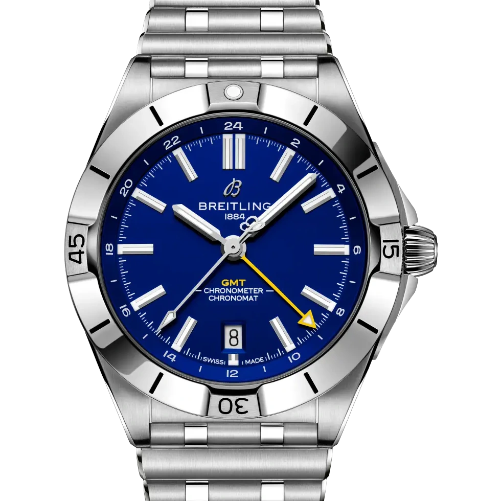 Breitling Chronomat Automatic GMT 40 NFL Los Angeles Rams Edition, 40 mm, stainless steel, blue dial