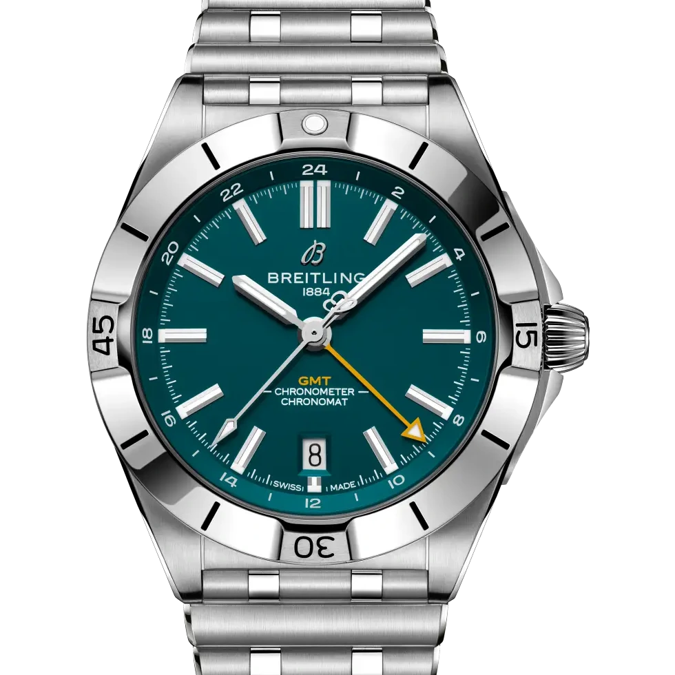 Breitling Chronomat Automatic GMT 40 NFL Jacksonville Jaguars Edition, 40 mm, stainless steel, blue dial
