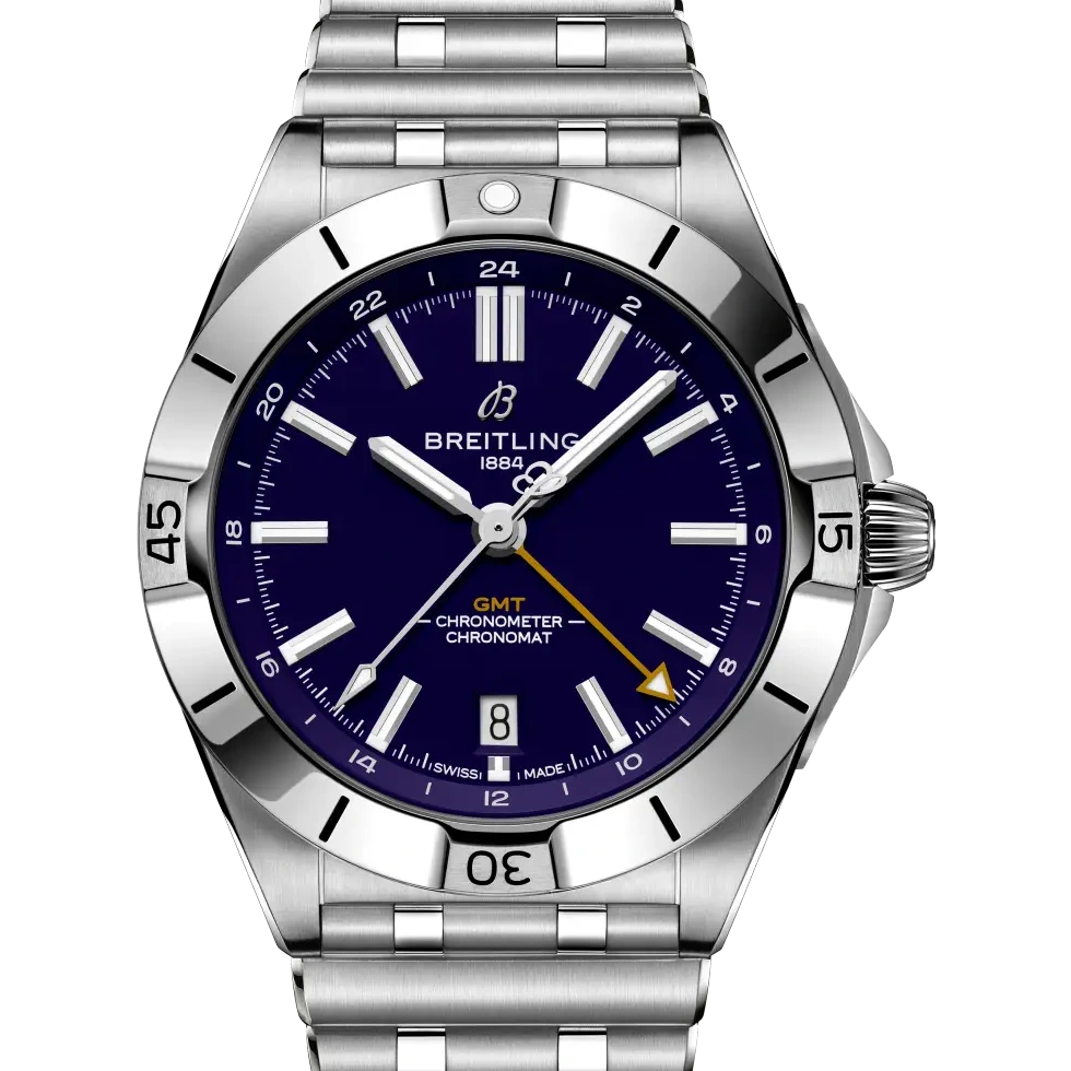Breitling Chronomat Automatic GMT 40 NFL Baltimore Ravens Edition, 40 mm, stainless steel, purple dial