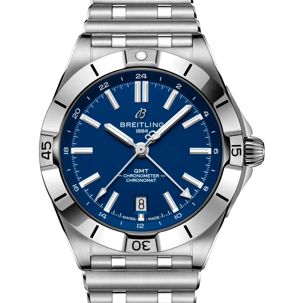 Breitling Chronomat Automatic GMT 40 NFL Indianapolis Colts Edition, 40 mm, stainless steel, blue dial