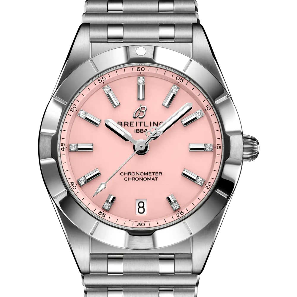 Breitling Chronomat 32, 32 mm, stainless steel, pink dial