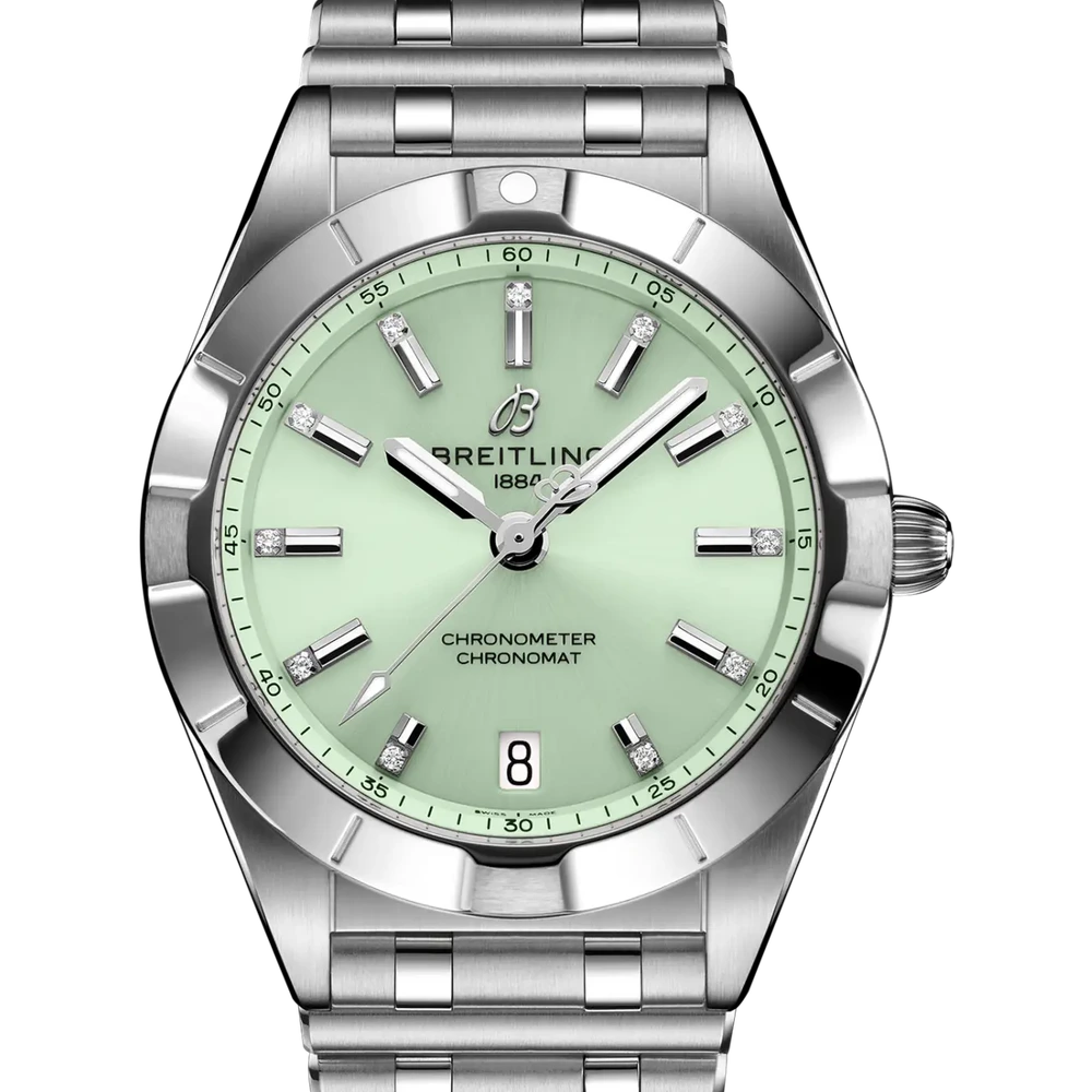 Breitling Chronomat 32, 32 mm, stainless steel, mint green dial