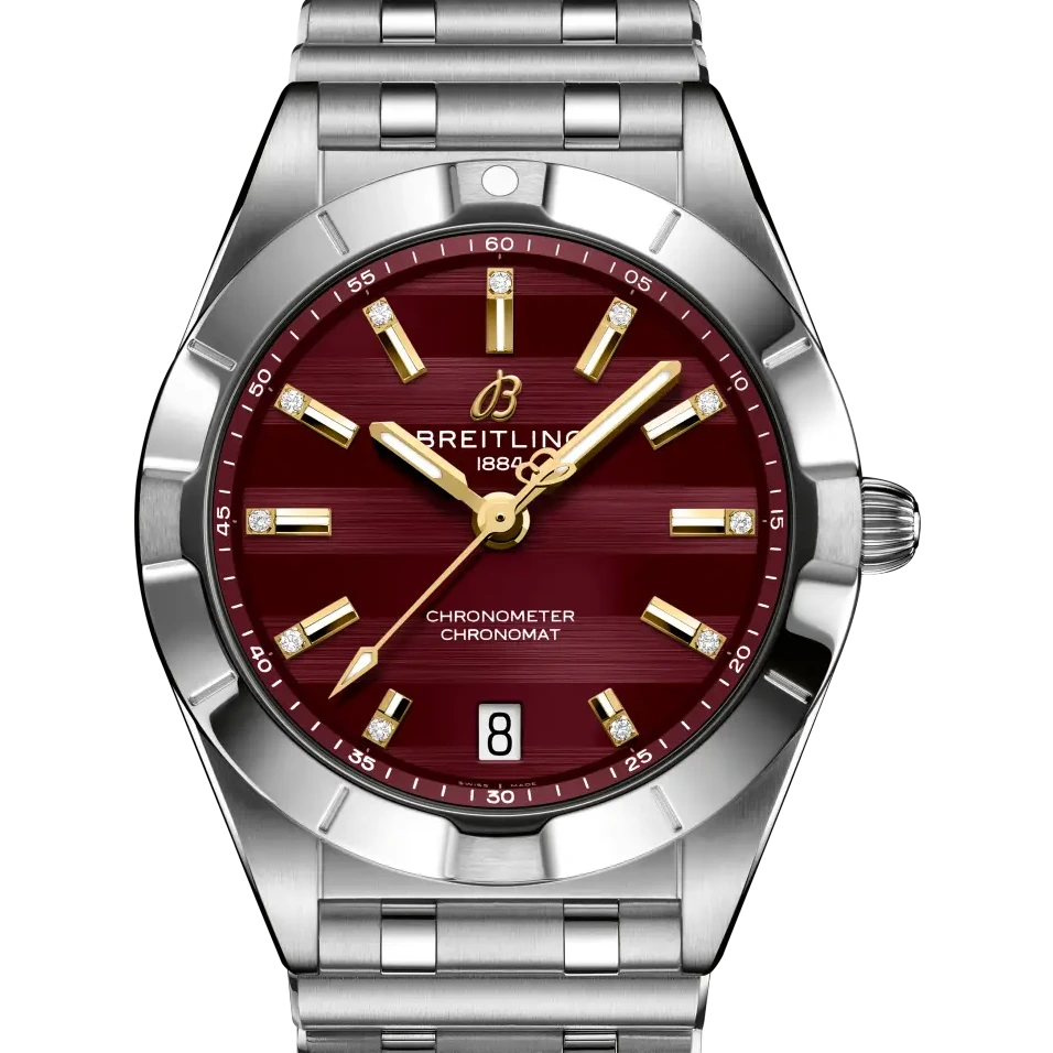 Breitling Chronomat 32 Six Nations Wales, 32 mm, stainless steel, burgundy dial