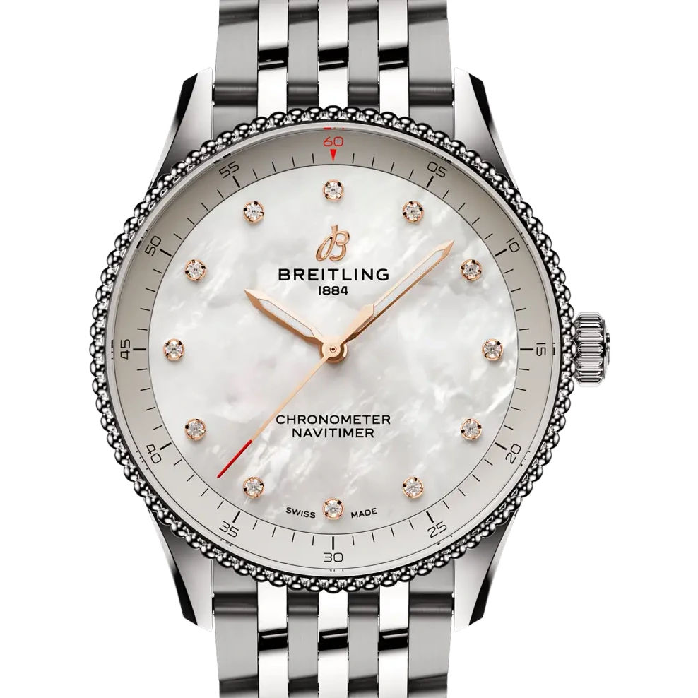Breitling Navitimer 32, 32 mm, stainless steel, mother-of-pearl dial