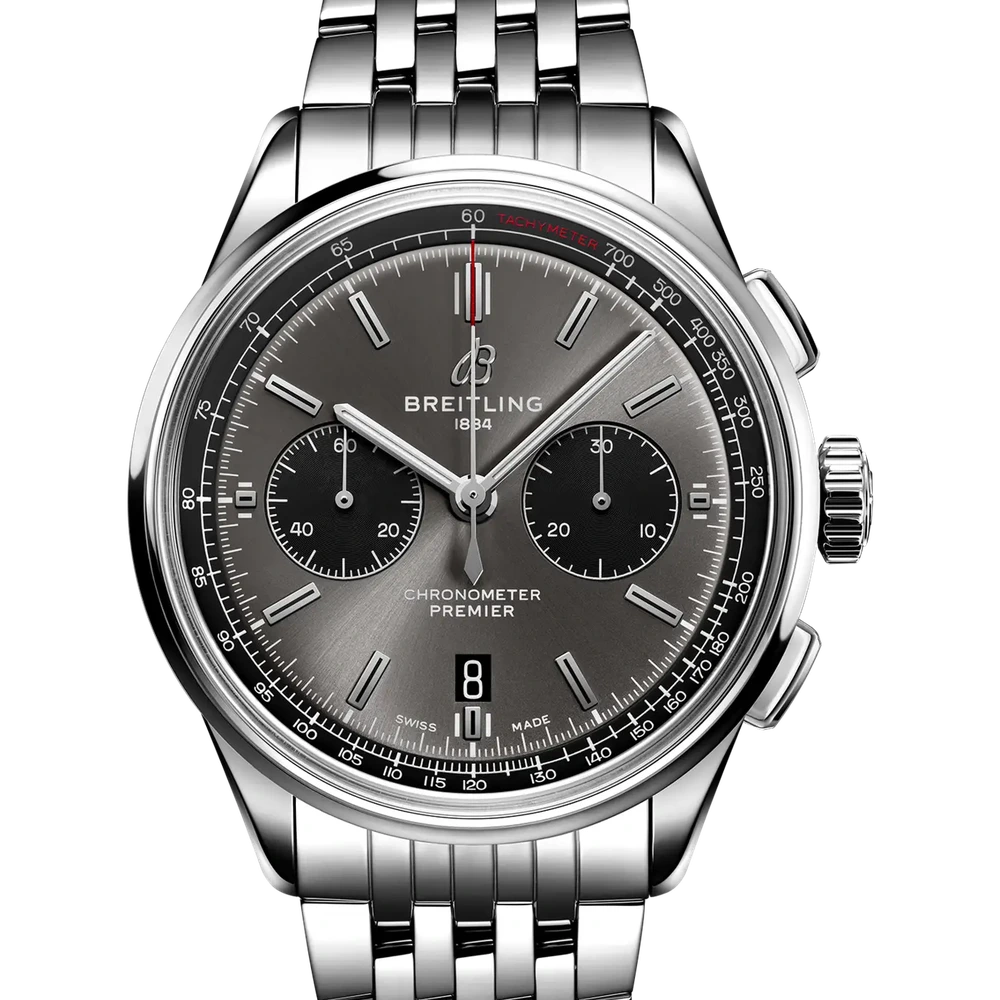 Breitling Premier B01 Chronograph 42, 42 mm, stainless steel, anthracite dial