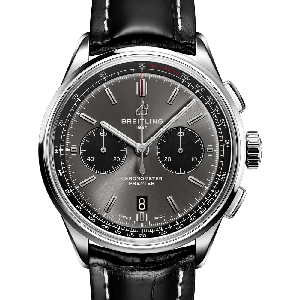 Breitling Premier B01 Chronograph 42, 42 mm, stainless steel, anthracite dial