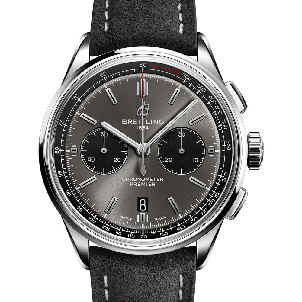 Breitling Premier B01 Chronograph 42, 42 mm, stainless steel, anthracite dial