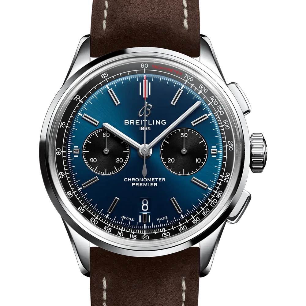 Breitling Premier B01 Chronograph 42, 42 mm, stainless steel, blue dial