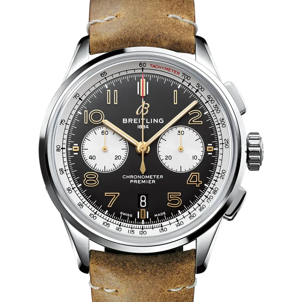 Breitling Premier B01 Chronograph 42 Norton, 42 mm, stainless steel, black dial