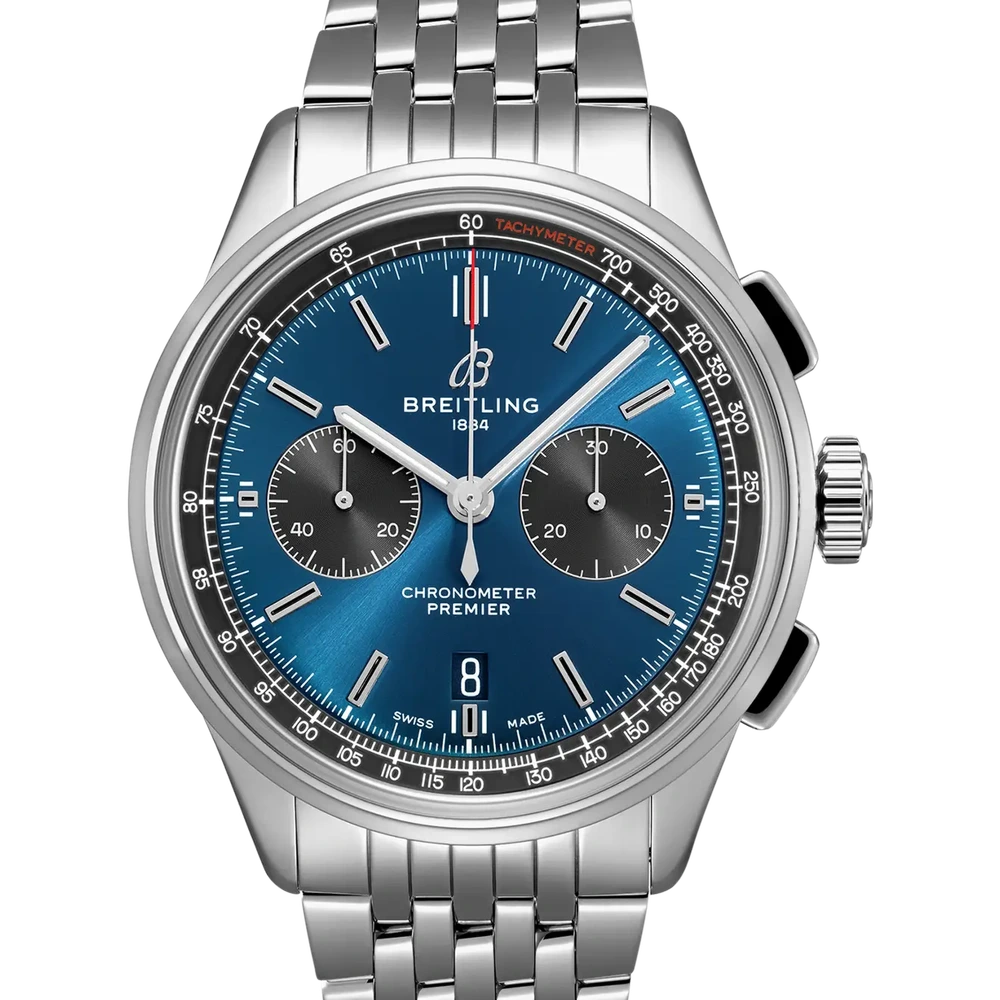 Breitling Premier B01 Chronograph 42, 42 mm, stainless steel, blue dial