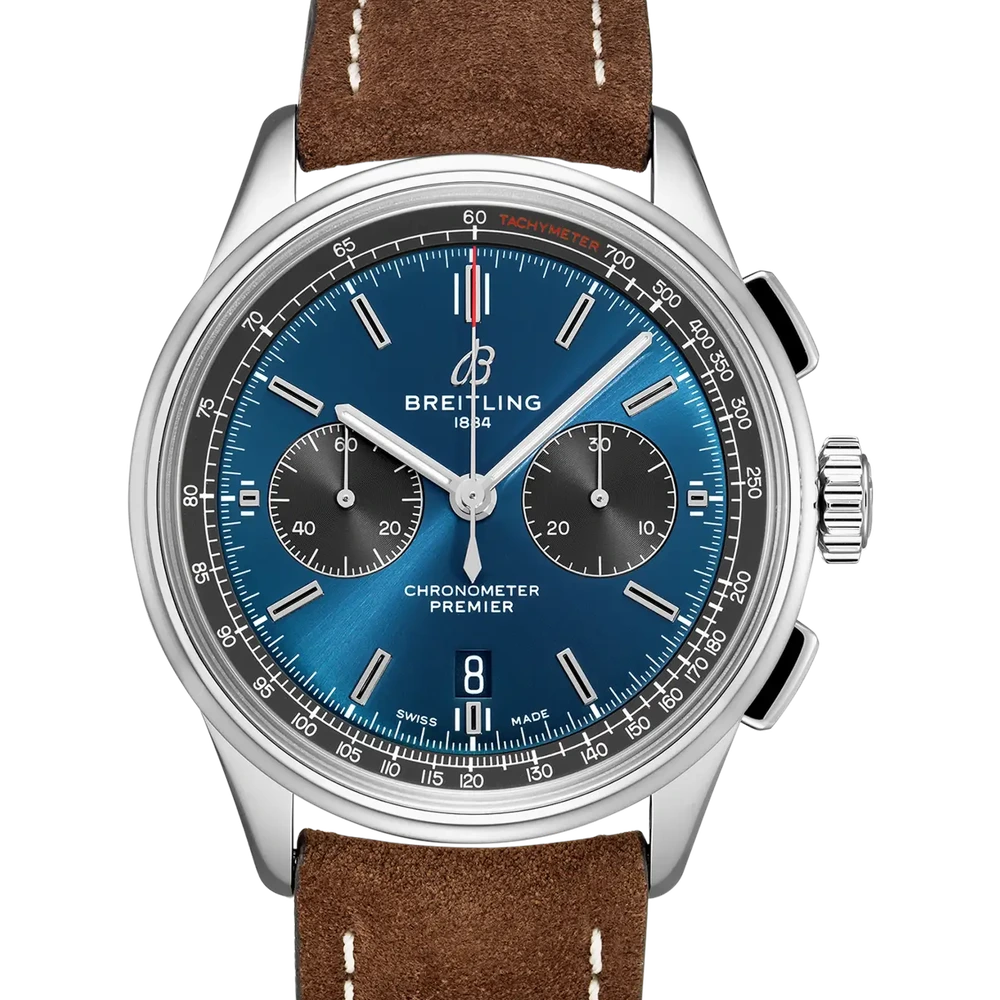Breitling Premier B01 Chronograph 42, 42 mm, stainless steel, blue dial