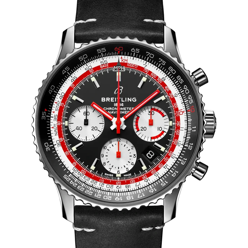 Breitling Navitimer B01 Chronograph 43 Swissair, 43 mm, stainless steel, black dial