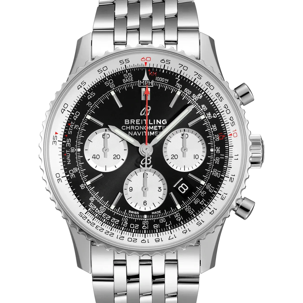 Breitling Navitimer B01 Chronograph 43, 43 mm, stainless steel, black dial