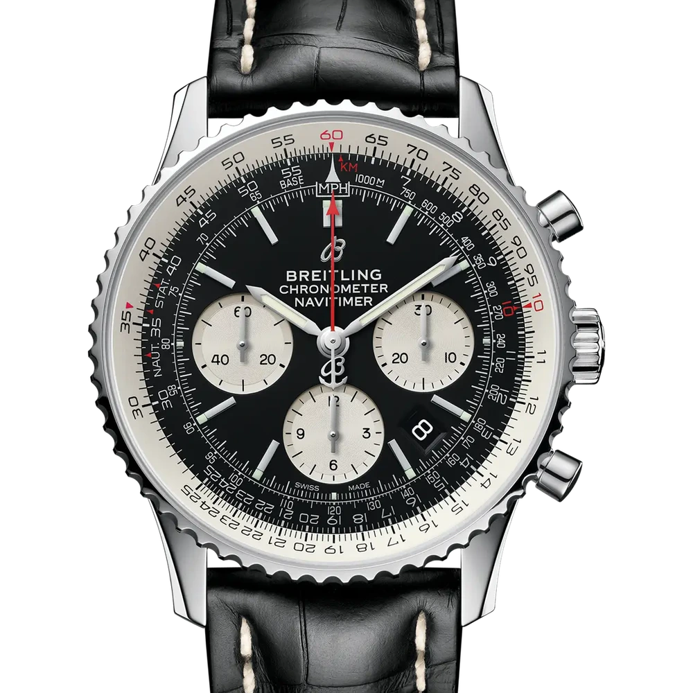 Breitling Navitimer B01 Chronograph 43, 43 mm, stainless steel, black dial