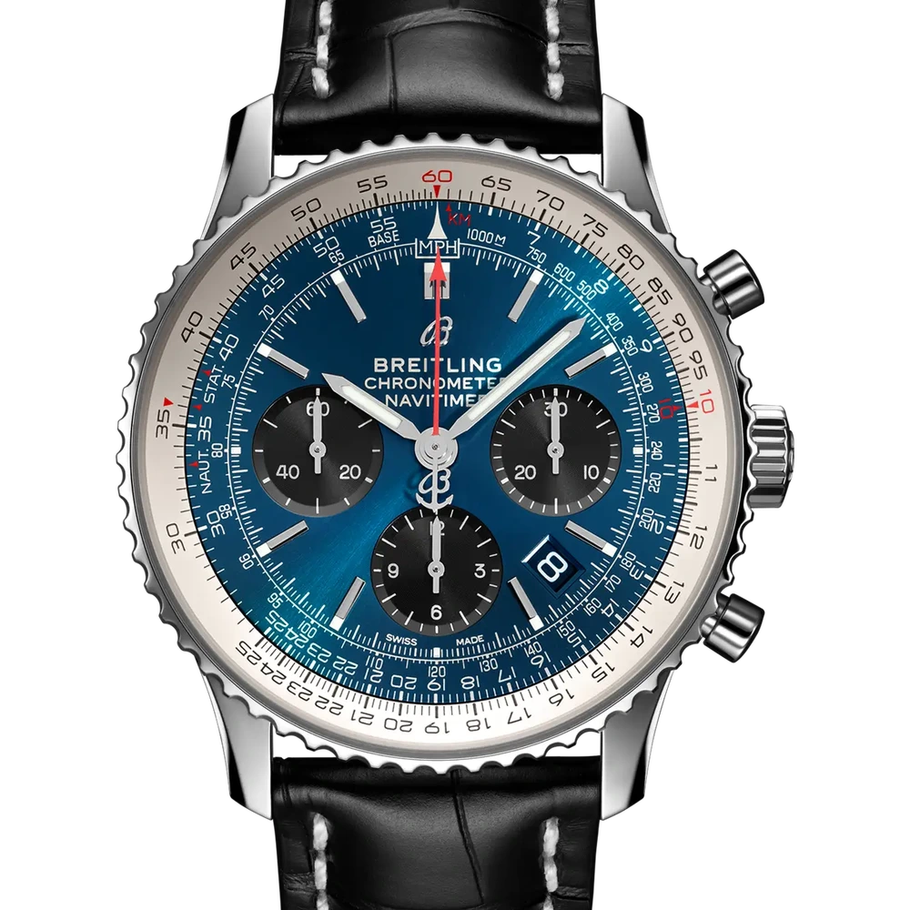 Breitling Navitimer B01 Chronograph 43, 43 mm, stainless steel, blue dial