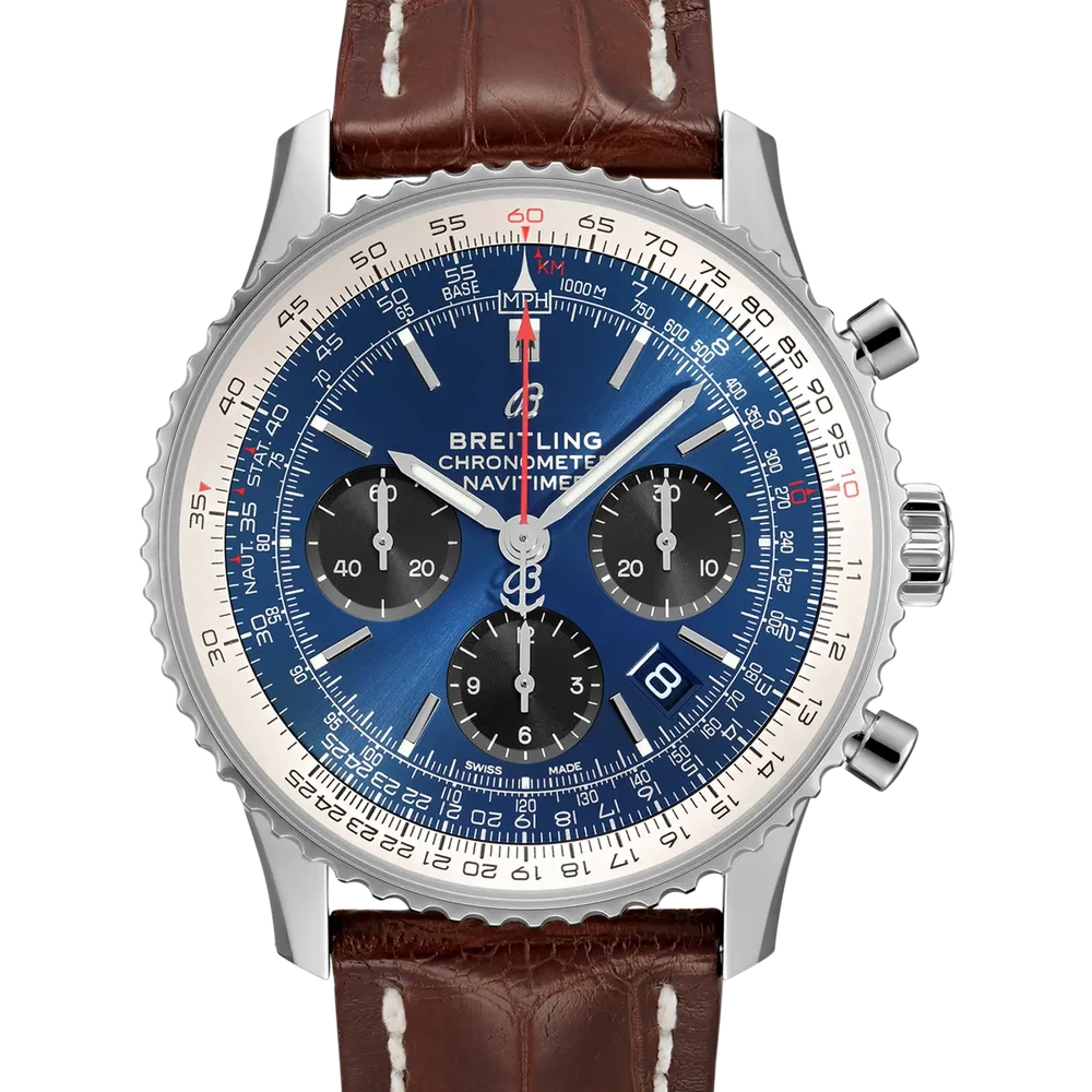 Breitling Navitimer B01 Chronograph 43, 43 mm, stainless steel, blue dial