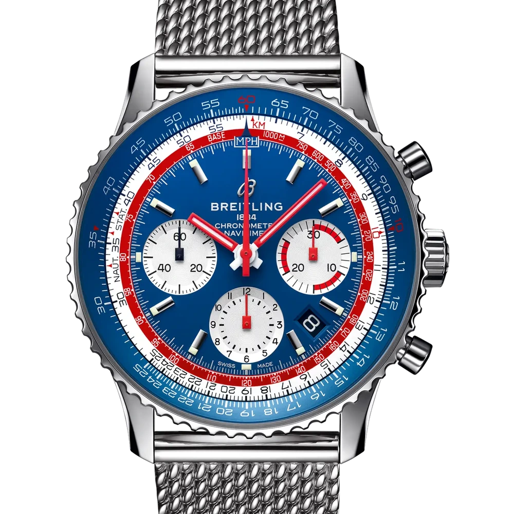 Breitling Navitimer B01 Chronograph 43 Pan Am, 43 mm, stainless steel, blue dial