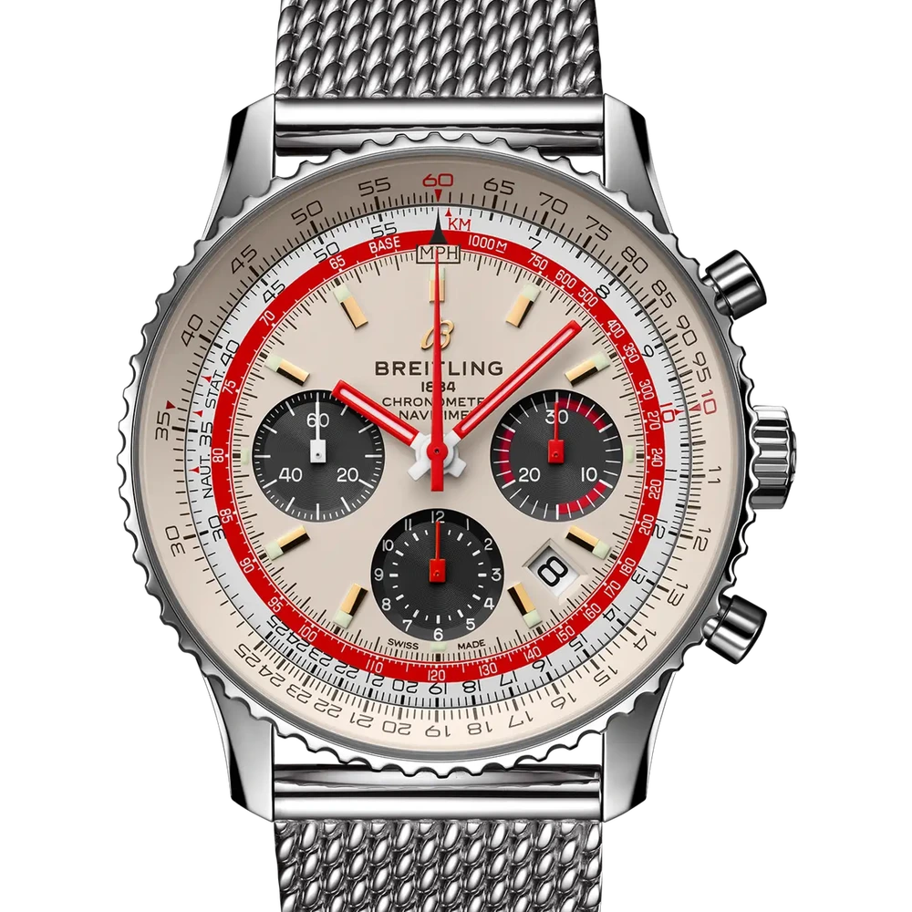 Breitling Navitimer B01 Chronograph 43 TWA, 43 mm, stainless steel, white dial
