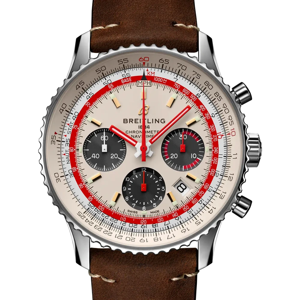 Breitling Navitimer B01 Chronograph 43 TWA, 43 mm, stainless steel, white dial
