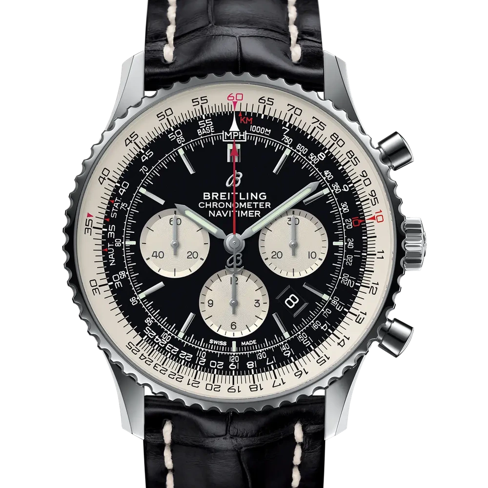 Breitling Navitimer B01 Chronograph 46, 46 mm, stainless steel, black dial