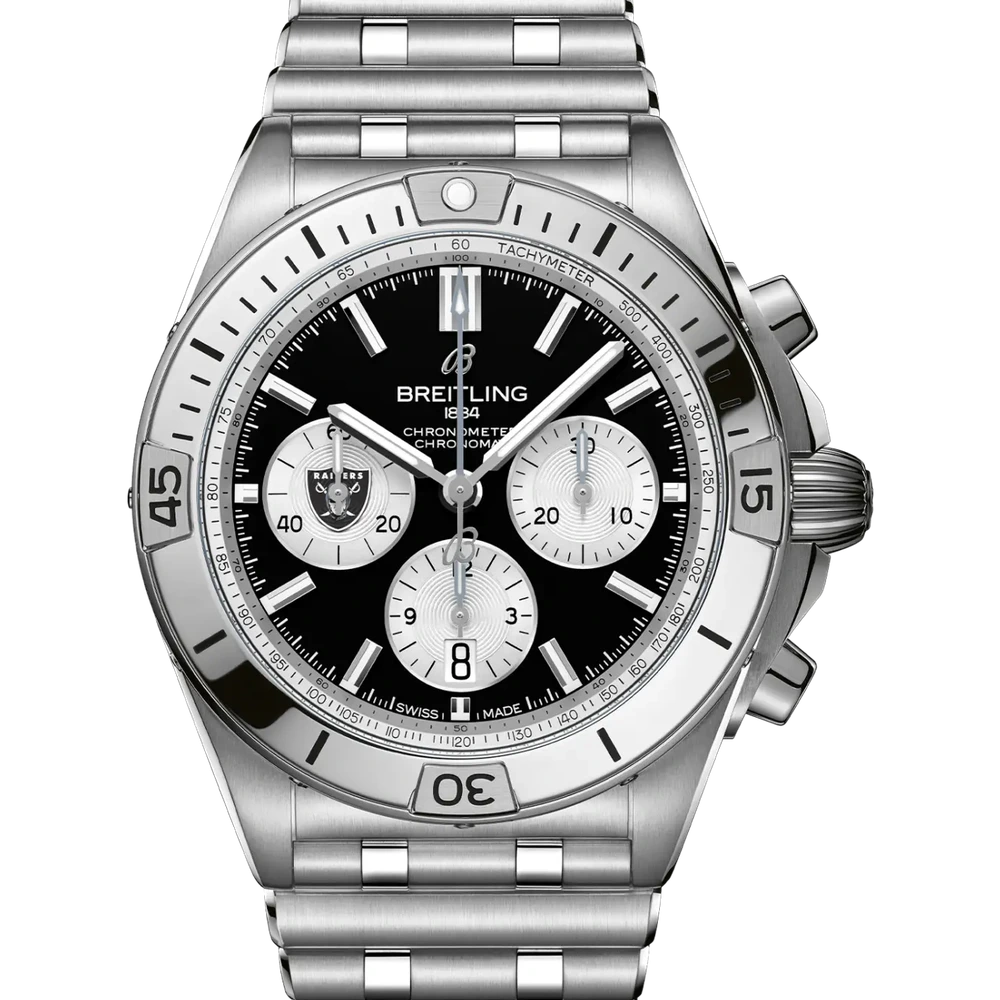 Breitling Chronomat B01 42 NFL Las Vegas Raiders Edition, 42 mm, stainless steel, black dial