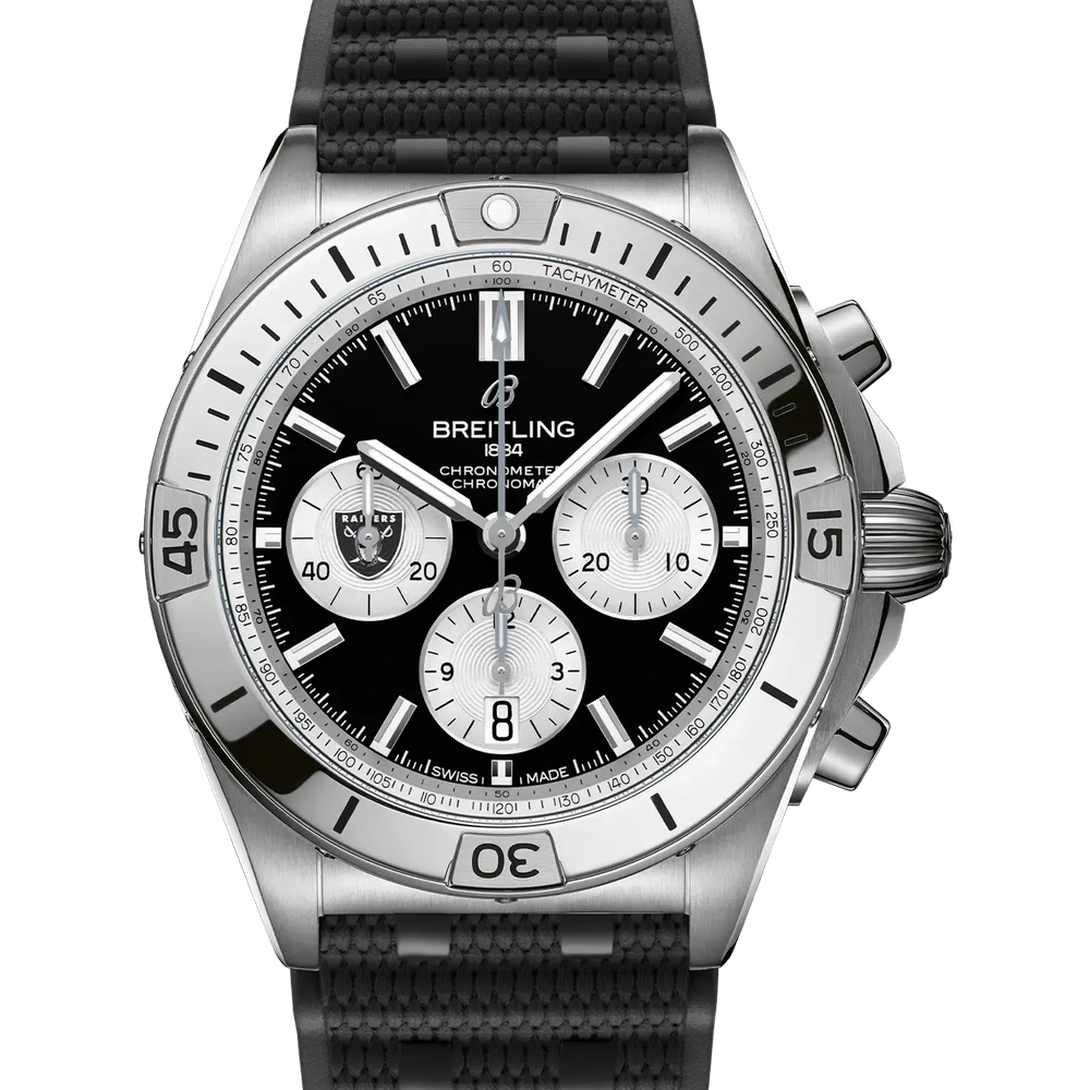 Breitling Chronomat B01 42 NFL Las Vegas Raiders Edition, 42 mm, stainless steel, black dial