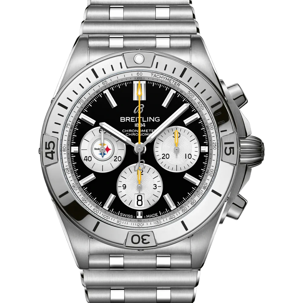 Breitling Chronomat B01 42 NFL Pittsburgh Steelers Edition, 42 mm, stainless steel, black dial