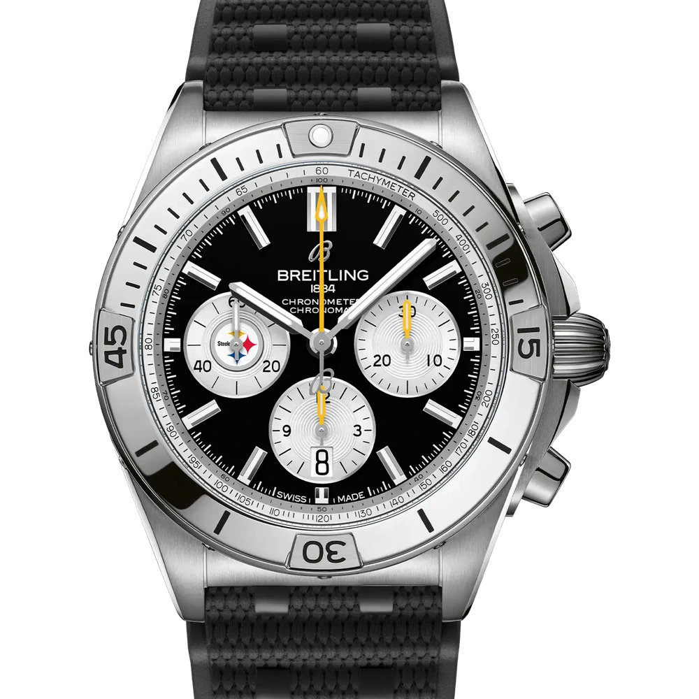 Breitling Chronomat B01 42 NFL Pittsburgh Steelers Edition, 42 mm, stainless steel, black dial