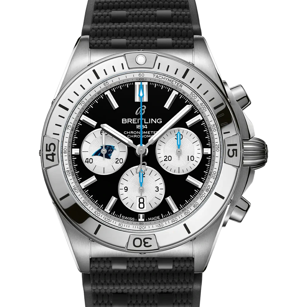 Breitling Chronomat B01 42 NFL Carolina Panthers Edition, 42 mm, stainless steel, black dial