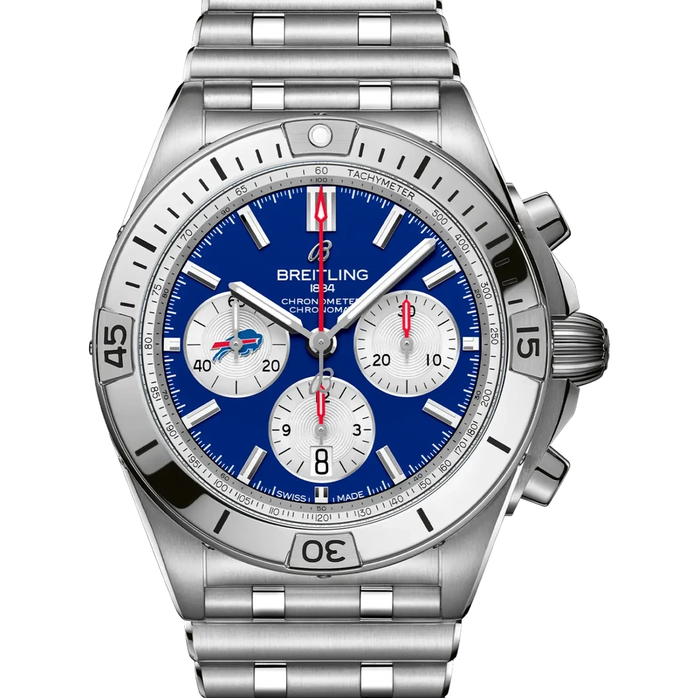 Breitling Chronomat B01 42 NFL Buffalo Bills Edition, 42 mm, stainless steel, blue dial