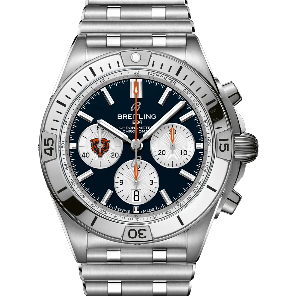 Breitling Chronomat B01 42 NFL Chicago Bears Edition, 42 mm, stainless steel, blue dial