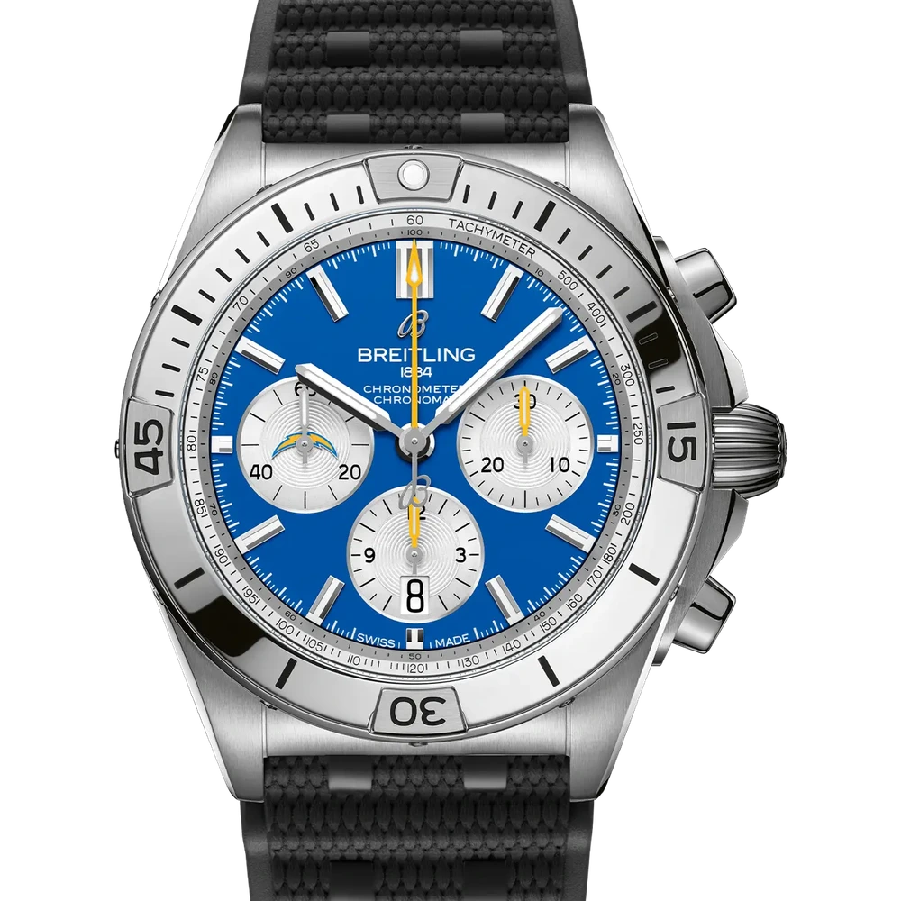 Breitling Chronomat B01 42 NFL Los Angeles Chargers Edition, 42 mm, stainless steel, blue dial