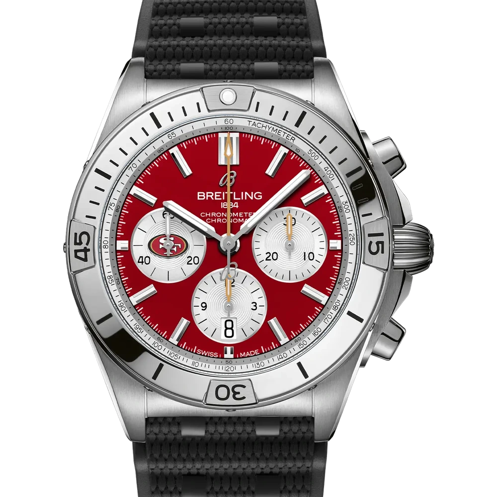 Breitling Chronomat B01 42 NFL San Francisco 49ers Edition, 42 mm, stainless steel, red dial