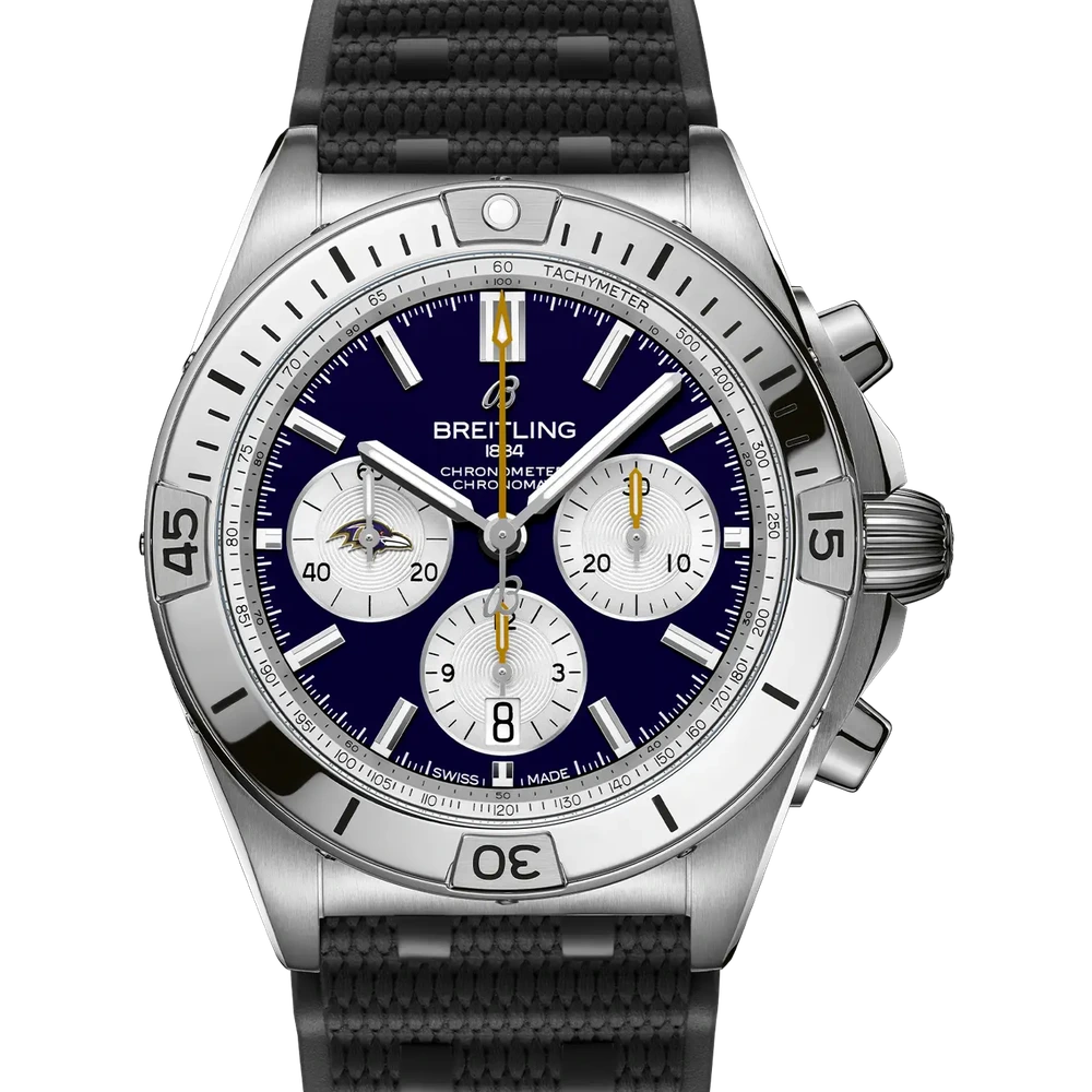 Breitling Chronomat B01 42 NFL Baltimore Ravens Edition, 42 mm, stainless steel, purple dial