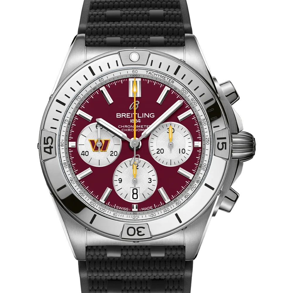 Breitling Chronomat B01 42 NFL Washington Commanders Edition, 42 mm, stainless steel, burgundy dial
