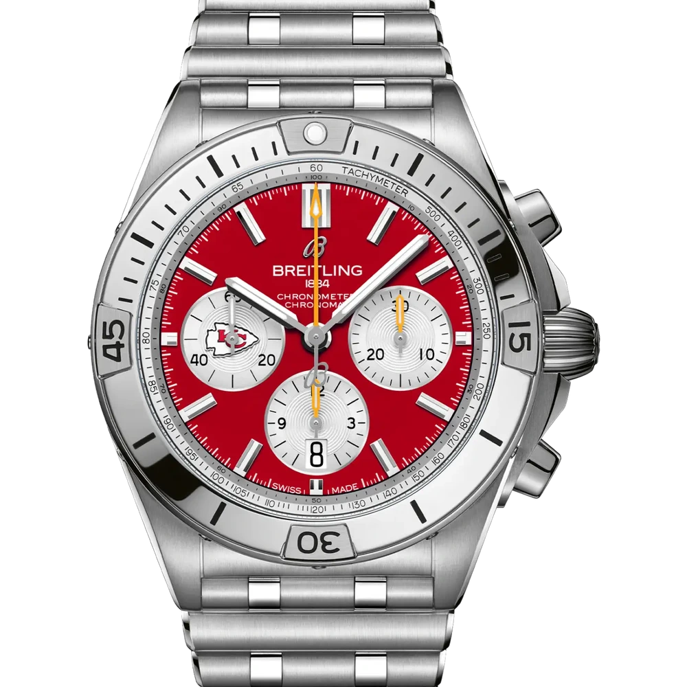 Breitling Chronomat B01 42 NFL Kansas City Chiefs Edition, 42 mm, stainless steel, red dial