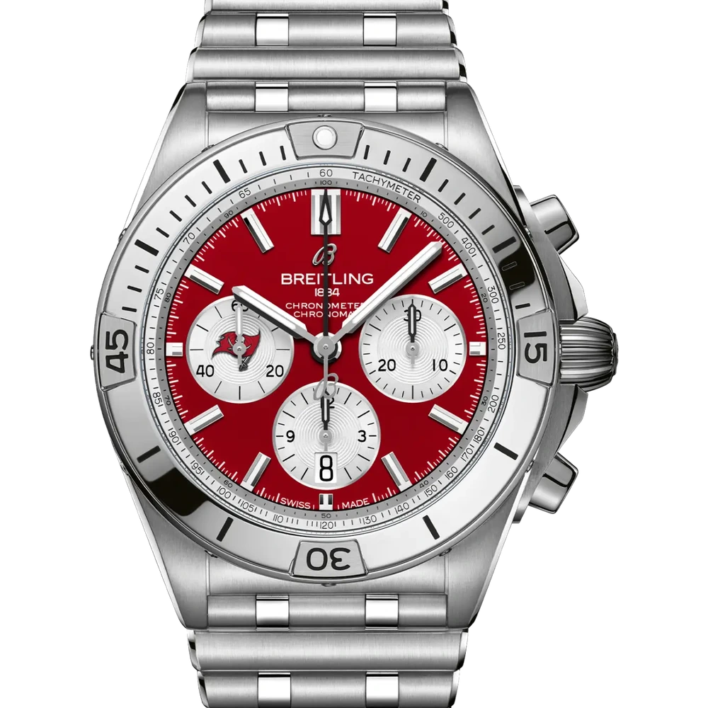 Breitling Chronomat B01 42 NFL Tampa Bay Buccaneers Edition, 42 mm, stainless steel, red dial