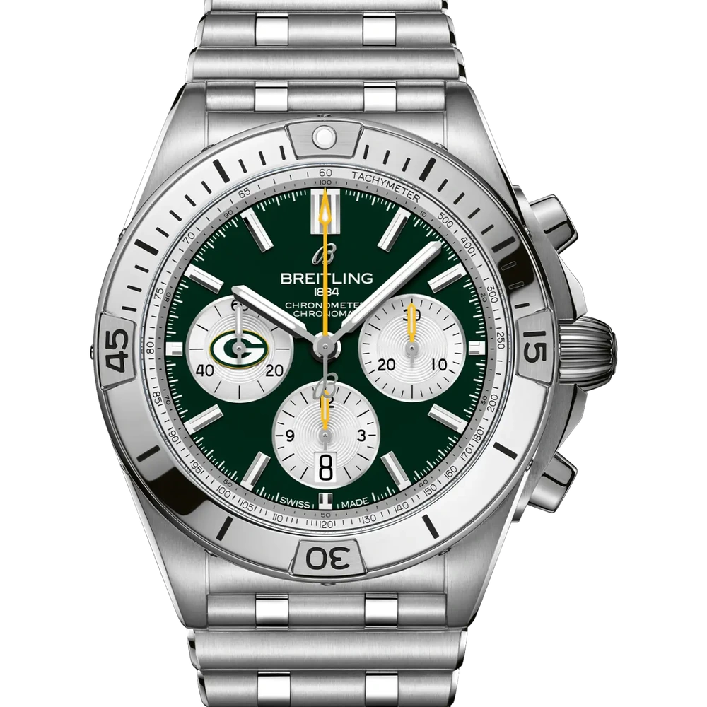 Breitling Chronomat B01 42 NFL Green Bay Packers Edition, 42 mm, stainless steel, green dial