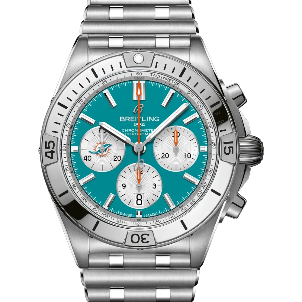 Breitling Chronomat B01 42 NFL Miami Dolphins Edition, 42 mm, stainless steel, green dial