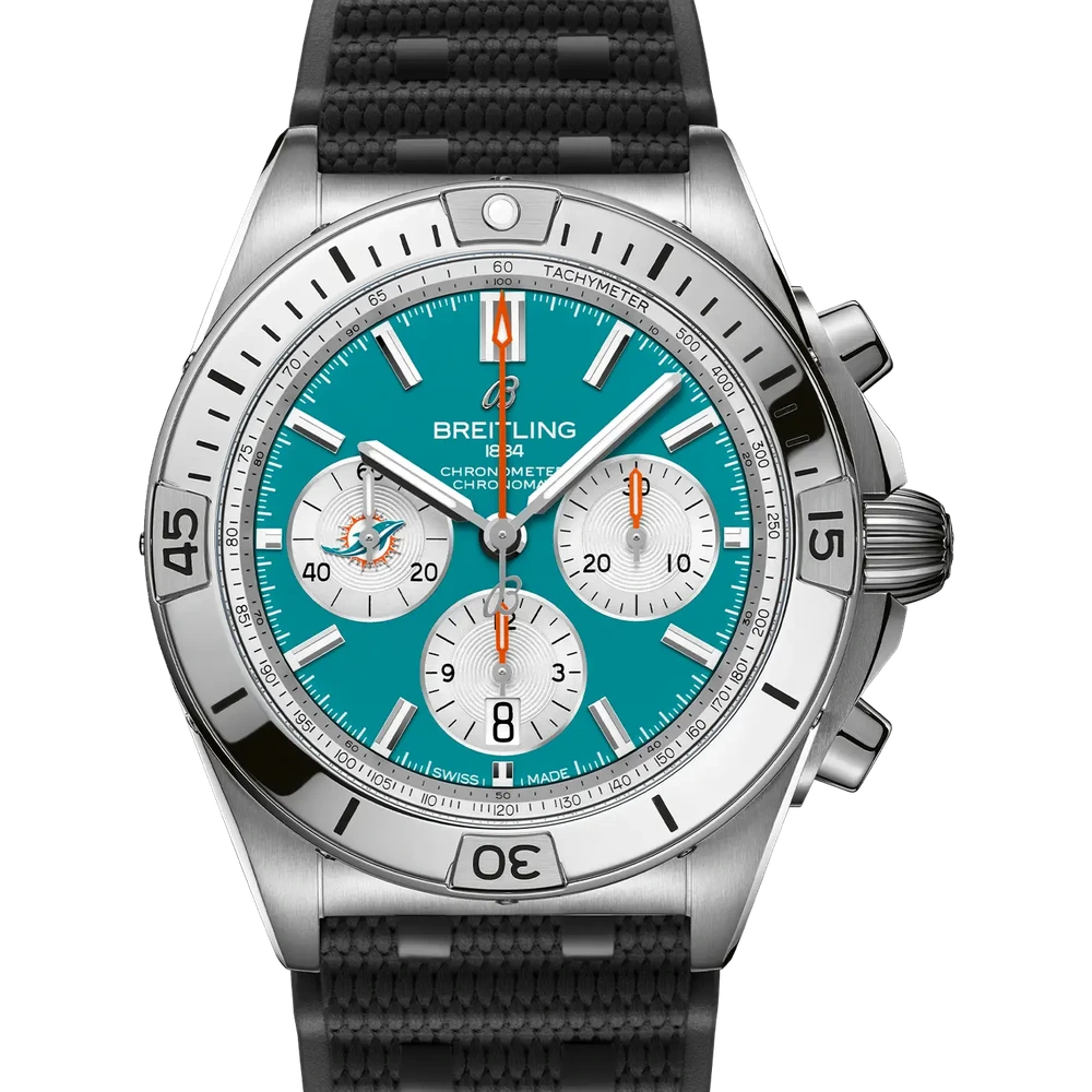 Breitling Chronomat B01 42 NFL Miami Dolphins Edition, 42 mm, stainless steel, green dial